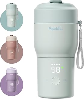 Papablic Pro Portable Bottle Warmer for Travel – Fast Heating, Built-in Sterilizer, 30W Fast Charge, 5-Temp Control, Easy-Clean Wide Mouth, Baby Milk Warmer for Breastmilk & Formula, Mint Green