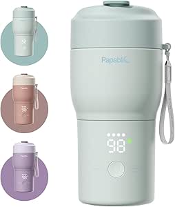Papablic Portable Bottle Warmer Pro — 115W Fastest Heating, Built-in Sterilizer, Baby Milk Warmer On The Go for Travel and Home, 5 Temp Settings and Keep Warm for Breastmilk &amp; Formula, Mint Green