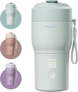 Papablic Pro Portable Bottle Warmer — 115W Fastest Heating, Built-in Sterilizer, 8 Feeds per Charge, 5 Temp Settings + Keep Warm, for Breastmilk & Formula, Mint Green