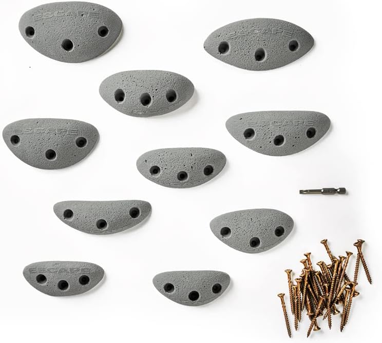 Escape Climbing 10 Screw-On Jugs | Premium Plastic Rock Climbing Holds Designed for Beginners | Ideal Holds for Kids Climbing Wall | Easy To Install | Installation Hardware Included