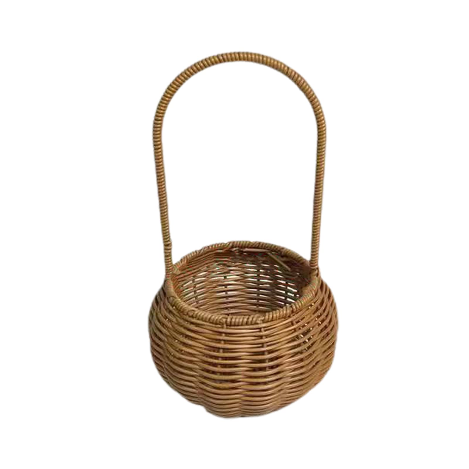 Handwoven Flower Basket, Picnic Basket Vegetable Serving Basket, Flower Basket with Handle, Storage Basket Empty Wicker Picnic Basket with Plastic Insert, Baskets for Home Party Decor(#1)