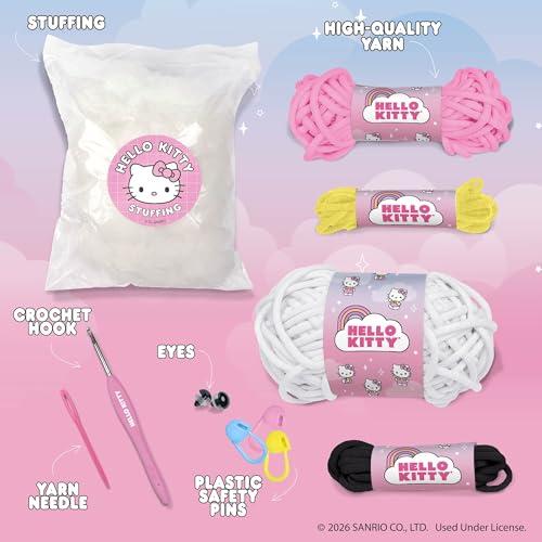 Image of Hello Kitty and Friends Crochet Kit - Hello Kitty Bag Charm, Sanrio Crochet Kit for Beginners with Yarn, Starter Hooks, Step-by-Step Tutorials, DIY Craft, Great Teen Gifts