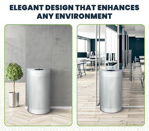 Image of Alpine Half Round Trash Can Open Top - Modern 12 Gallon Stainless Steel Space Saving Indoor Commercial Trash Can, Narrow Garbage Can for Bathroom. Office, Lobby and Business.