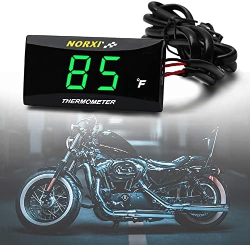 Motorcycle Water Temperature Meter Universal Digital Water Thermometer Fahrenheit Temperature Gauge for Racing Scooter LED Display DC 12V (Green)