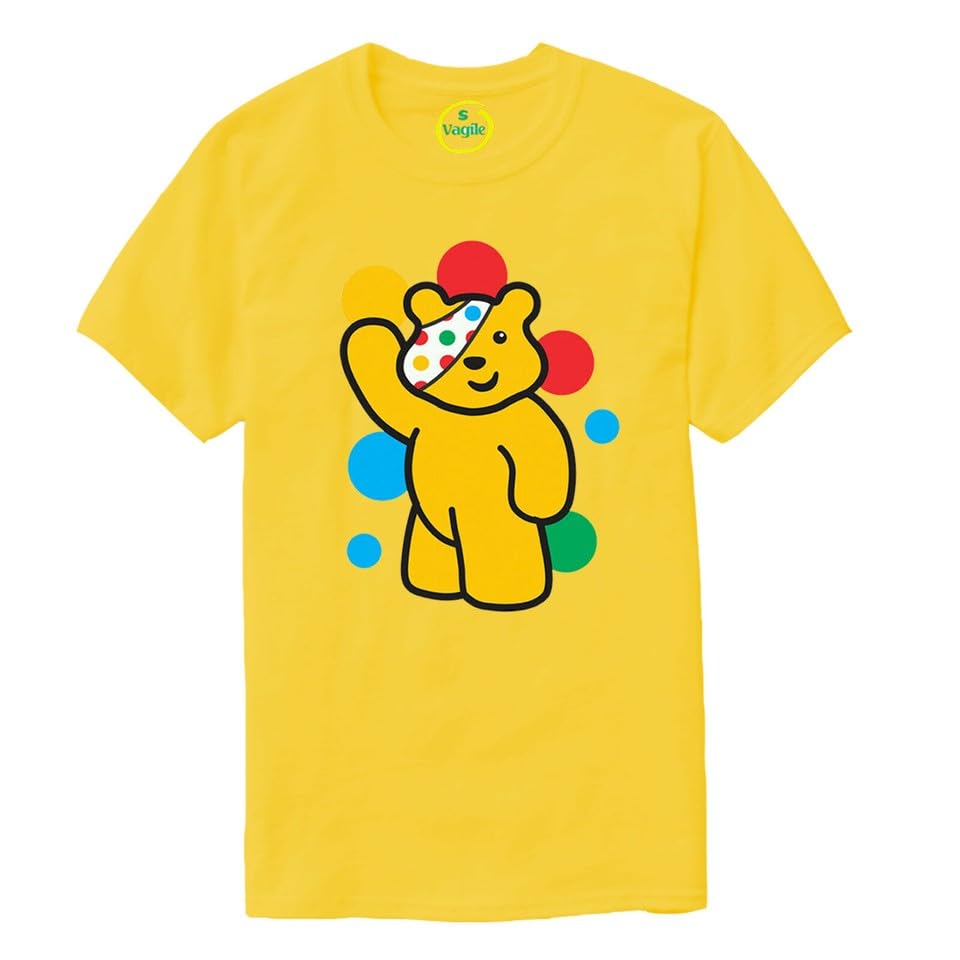 Spotty Bear Kids T Shirt Charity Children Dotty Spot Top Tee Gift Yellow