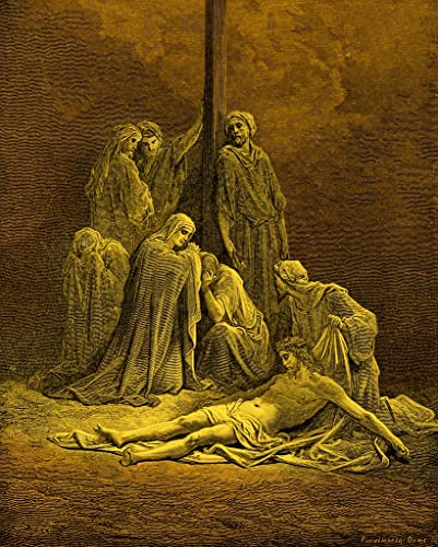 Affiche Toile Le Christ Mort de Gustave Doré - Reproduction d'Art Sacré pour Décoration 60x90cm