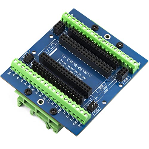Image of for ESP32 Super Breakout Board DIN Rail Mount 3.81mm / 0.15 inch Terminal GPIO Expansion Board 3 Types Output for ESP32 Module ESP-WROOM-32 ESP32-DevKitC Blue