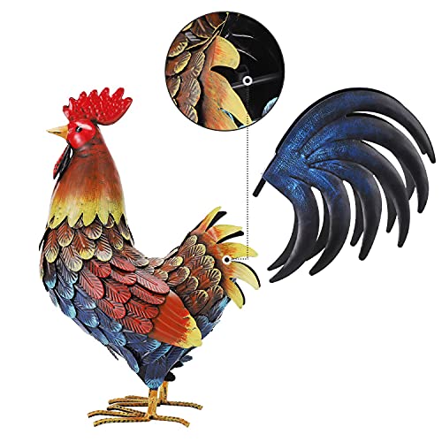 Chisheen Rooster Decor Garden Statue Metal Chicken Yard Art Sculpture Outdoor Figurines #TOP5