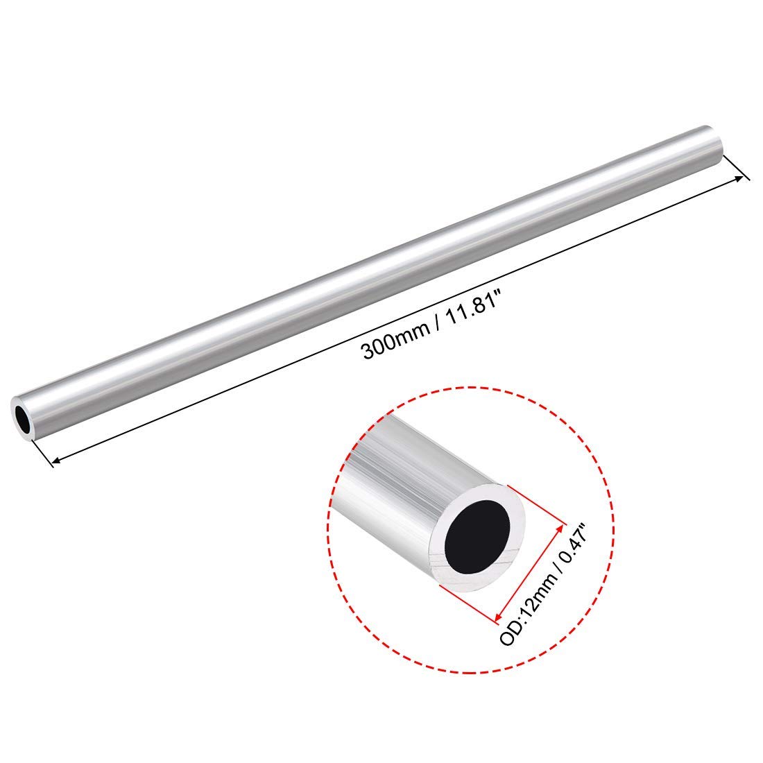 DMiotech 2pz (10mm OD x 4mm ID) Tubo Tondo in Alluminio 6063 Lunghezza