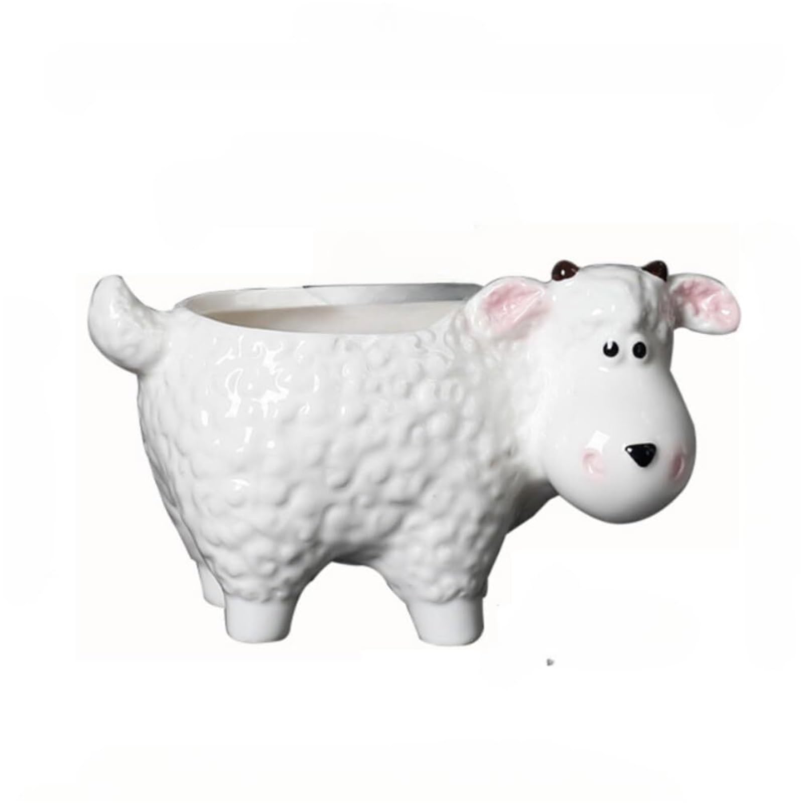 LFWFTPFKE rustic Ceramic Sheep Succulent Plant Pot Bonsai Home Decor Miniature Landscape for indoor use(B)