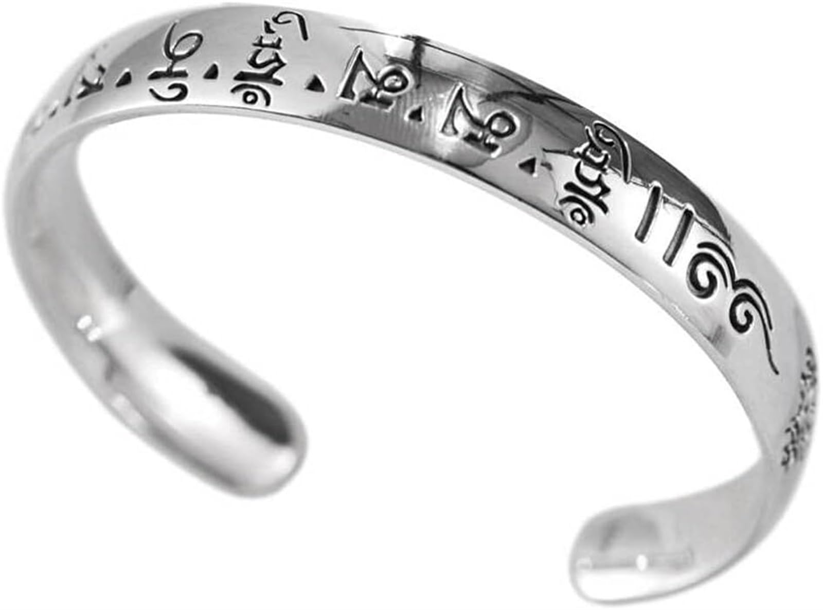 Bracciale in argento, bracciale rigido alla moda, bracciale retrò S999 Bracciale in argento Incantesimo buddista Bracciale rigido in argento regolabile Bracciale gioielli in argento personalizzato