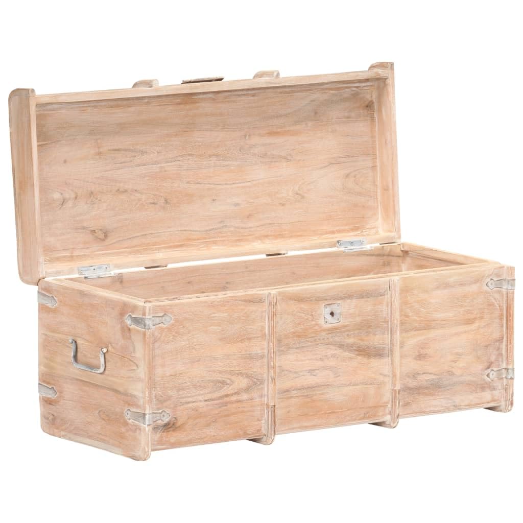 vidaXL Cofre de Almacenamiento Baúl Caja Almacenamiento Almacenaje Banco Pasillo Armario Hogar Terraza Balcón Decoración Madera Maciza de Acacia