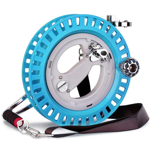 C COMCROSFLY Professional 10.6 inch Kite Reel, Hand- Hold Steady Metal Roller with Belt for Big Kites (Blue)