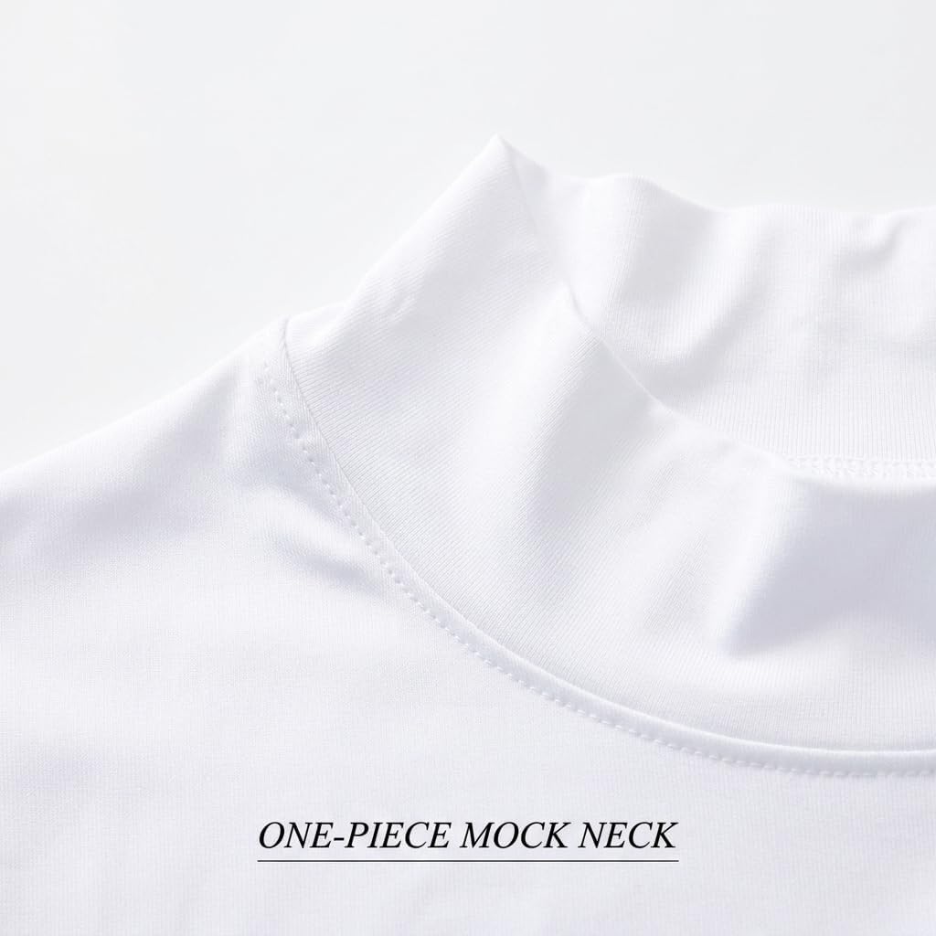 Men Mock Neck T-Shirt Short Sleeve Turtleneck Stretchy Pullover Top Sports Solid Tee