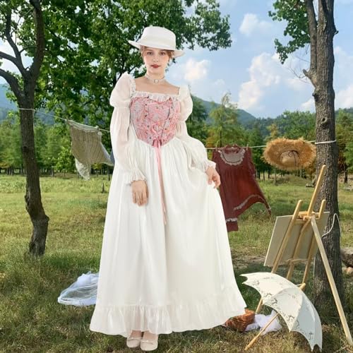 Image of NSPSTT Women Girls American Pioneer Colonial Dress Prairie Costume