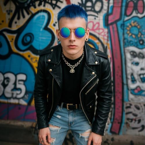 Image of PROUDDEMON Retro Gothic Steampunk Sunglasses for Women Men Round Lens Metal Frame