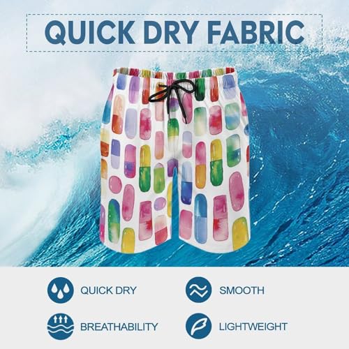 Men's Swim Trunks Quick Dry Board Shorts with Pockets Beach Shorts Colorful Striped Pattern Bathing Suits for Men3