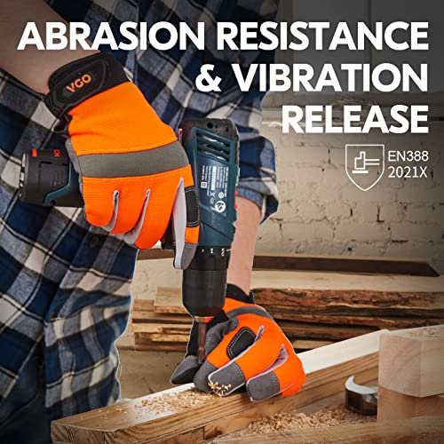 Vgo... Safety Work Gloves,Builder Gloves,Gardening Gloves,Light Duty Mechanic Gloves(Sl7584) (Orange (1 Pair), Small) #TOP2