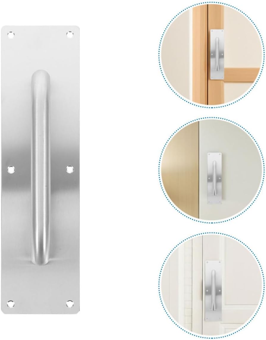 Holibanna 2Pcs Heavy Duty Barn Pull Handle Stainless Steel Fire Door Pull Plates for Commercial Residential Use Easy Operation for High Traffic Areas