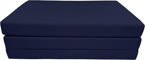 Miniatura 5 de Shikibuton Cama plegable en 3, espuma de alta densidad de 1.8 lbs, tamaño Twin, Full, Queen, colchones plegables. Azul marino,Negro