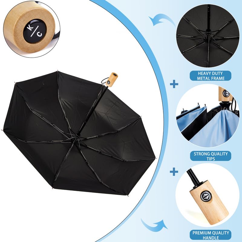 Image of KENNETH COLE New York Folding Umbrella for Men & Women, Auto Open & Close, Lightweight Compact Design, Water Resistant Canopy, Portable Travel for Rain & Sun - KCMUM002