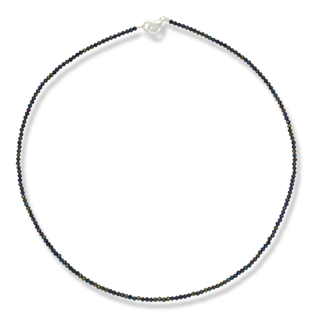 I-be, collana in spinello nero, diametro 2 mm, chiusura a moschettone in argento Sterling 925, lunghezza: 42 cm, con custodia regalo (446603/nero/42), personalizzabile