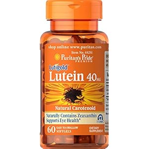 Lutein 40 Mg with Zeaxanthin, Helps Support Eye Health*, Whole Bean, 60 Ct, by Puritan’s Pride