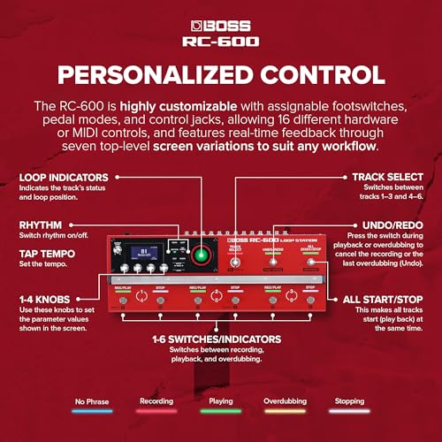 Image of BOSS RC-600 Floor-Based Loop Station for Looping Musicians | Evolved Features & Customizable Functions | Next-Generation Sound Quality | Massive Onboard Effects Options | Unmatched Real-Time Control | • 6 Stereo Tracks • 32-Bit Floating-Point Processing, 44.1 Khz Wav Format • Approx. 1.5 Hours Max, 3 Stereo Outputs