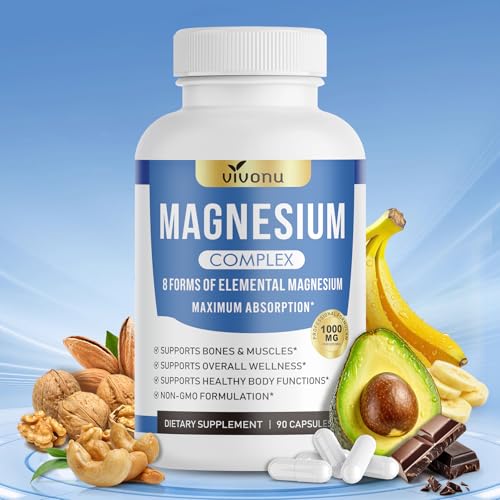 Image of Magnesium Complex - 8 Forms of Elemental Magnesium for Maximum Absorption - 1000mg High Potency Formula - Supports Bones, Muscles & Overall Well-Being - Non-GMO, 90 Capsules