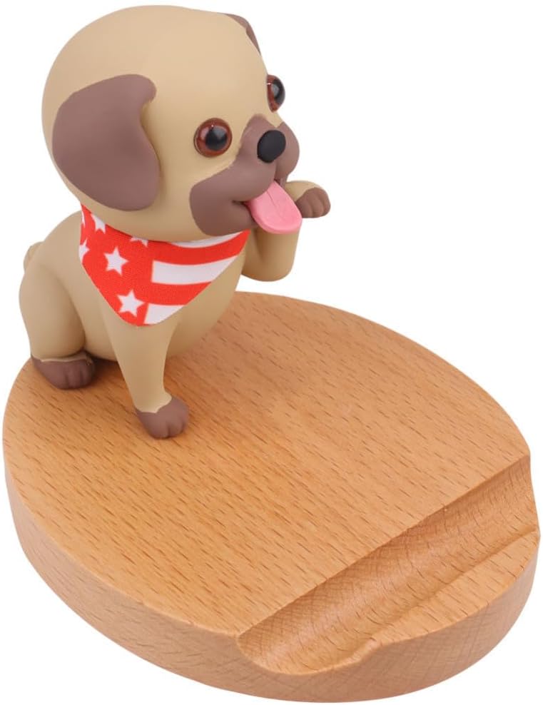 LIFKOME Dog Smartphone Stand Desktop for Tablets and Phones, PC Wood