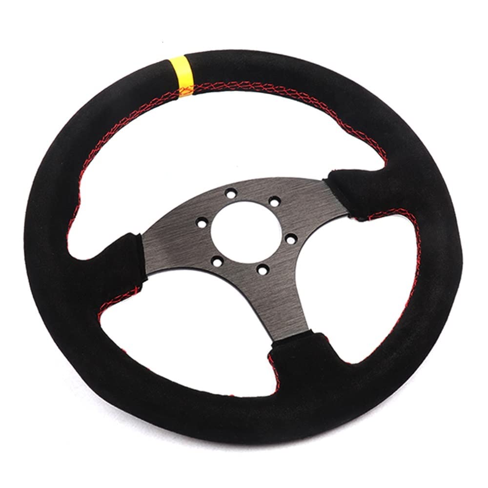 Kierownica samochodowa, uniwersalna kierownica samochodowa sportowa 13 cali 330 mm wyścigowa taca imitacja skóry Karting (kolor: 6028BK MS YL YL)