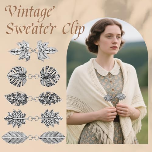 Image of CLINTT Exquisite Retro Sweater Twirl Clips, Cape Cloak Fasteners for Dresses, Stylish Cardigan Clips