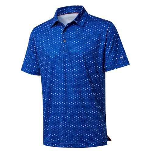 Mens Golf Shirts Short Sleeve Moisture Wicking Dry Fit Print Performance Athletic Casual Golf Polo Shirts for Men