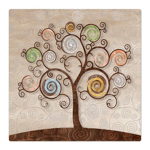 Lupia - Sottotutto decorato con stampa a colori in Legno QUADRATO Sotto bicchiere, piatto, pentola con varie dimensioni 32x32 cm/TREE BEIGE