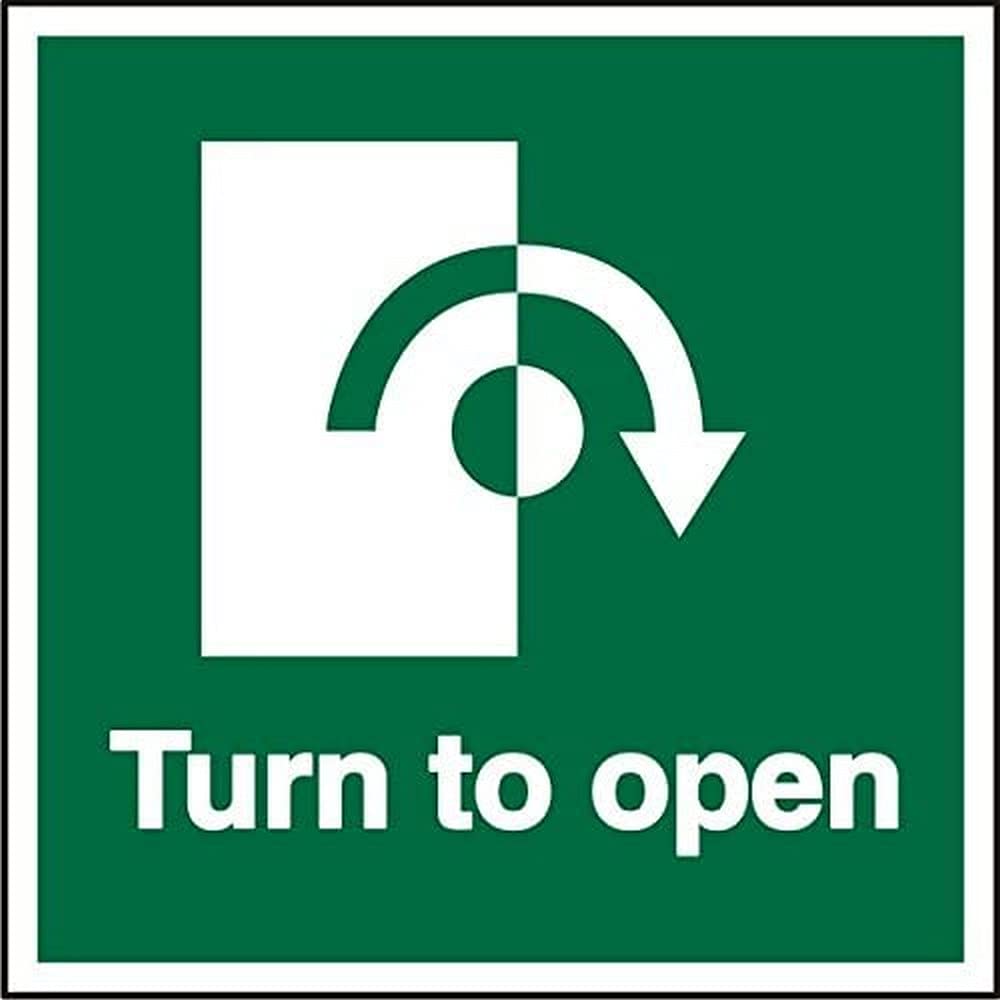 Seco Turn to Open - Clockwise Arrow Sign, 150mm x 150mm - 1mm Semi Rigid Plastic