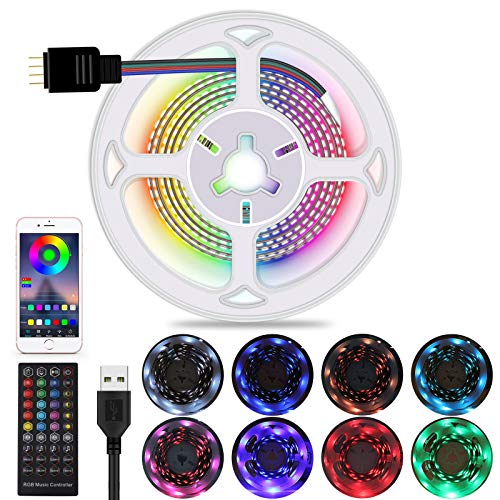 Energetic LED TV Backlight, 6.56ft USB LED Light Strip with Bluetooth APP Control, Sync to Music, RGB 5050 LEDs Color Changing LED Lights for Monitor, Halloween Christmas Decoration