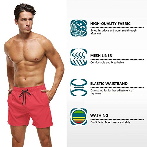 Image of Tyhengta Men's Swim Trunks Quick Dry Beach Shorts with Zipper Pockets and Mesh Lining