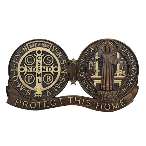 Opiniones y reviews de Frontones decorativos los mejores 5. 48 bgcarpenter Decoración de Pared de San Benito para Proteger Este hogar, Placa de Madera con Medalla de San Benito, Letrero Colgante de Pared Hecho a Mano, Placa de Pared Religiosa...