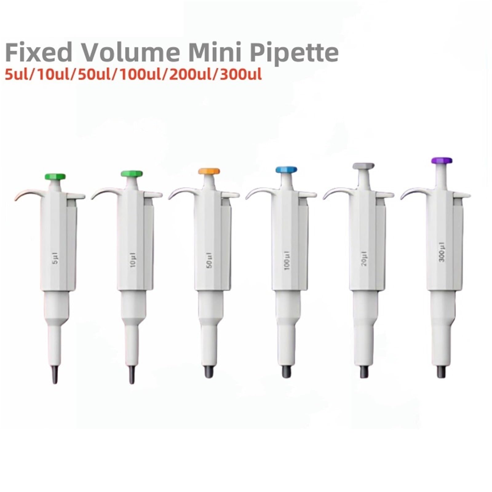 Elektronische Pipette, Pipette, 1 Stück Mini-Einkanal-Mikropipette Mit Festem Volumen 5/10/50/100/200 Ul/300 Ul Laborpipette,Tragbares Pipettengerät(50ul)