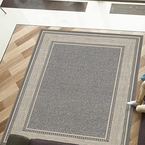 Ottomanson Ottohome Collection Contemporary Bordered Design Rug, Polipropileno, Gris, 5' x 6'6" Cover