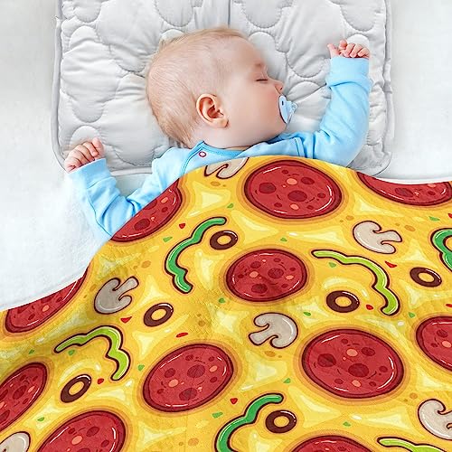 Image of Swaddle Blanket for Pizza Food Baby Receiving Blanket Muslin Baby Swaddles Soft Cotton Breathable Nursery Blankets for Unisex Boys and Girls 30x40 Inch