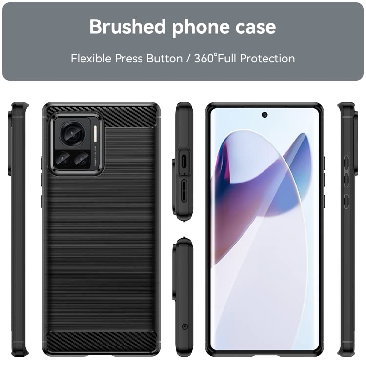 Image of NPRC Hybrid Ultra Slim Protective Case TPU Non-Slip Carbon Fiber Texture Shockproof Case Cover for Moto Edge 30 Ultra - Black