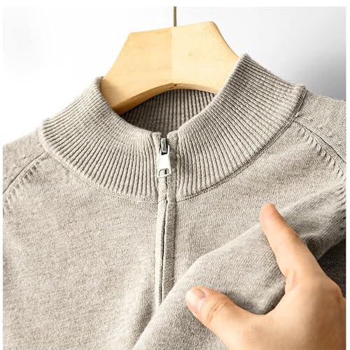 Cambkatl Men's Stylish Quarter Zip Sweaters - Loose Stand Collar Stretch Casual Long Sleeve Pullover Knitted Sweater Tops4