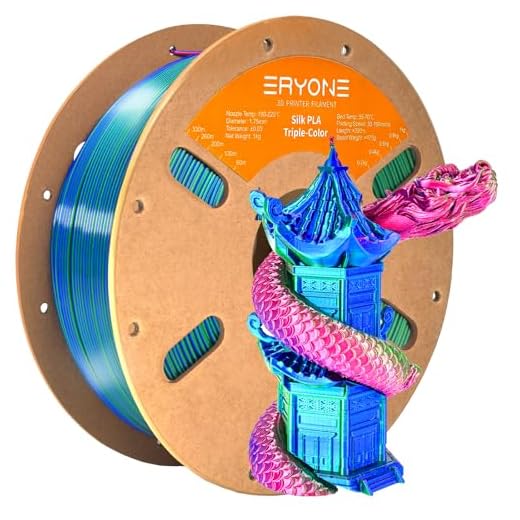 ERYONE Silk Tri Color PLA Filament 3D Printer 1.75mm +/- 0.03mm, Multicolor Filament Tricolor PLA 1KG(2.2lbs) Cardboard Spool, Red Blue Green