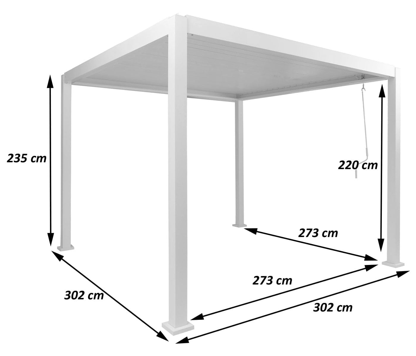 Pergola Mendler HWC-P65, pawilon ogrodowy na taras, pawilon z lamelami, stabilna rama aluminiowa 10 cm, wymiary: 3 m x 3 m - antracyt
