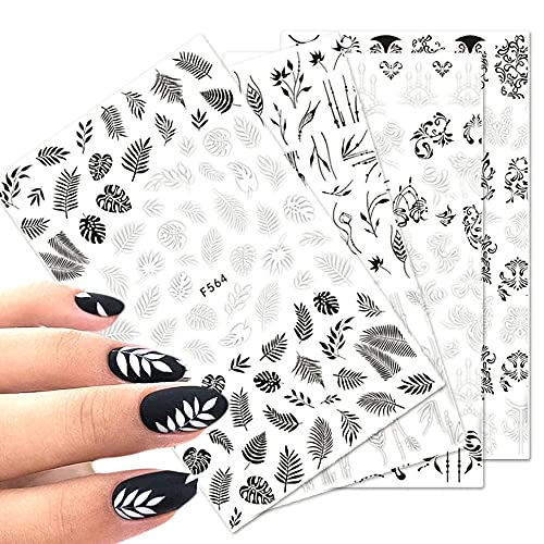 Flower Nail Art Stickers Decals 3D Self Adhesive Design, 8 Sheets Floral Nail Stickers Black White Flowers Leaves Nail Art Designs for Acrylic Nail Art Supplies Manicure Tips Nail Art Decorations Flower Nail Art Stickers Decals 3D Self Adhesive Design, 8 Sheets Floral Nail Stickers Black White Flowers Leaves Nail Art Designs for Acrylic Nail Art Supplies Manicure Tips Nail Art Decorations