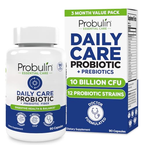 Probulin Daily Care Probiotic Supplement Digestive Gut and Immune Health Support Capsules for Men and Women 10 Billion CFU Vegan 90 Count Bottle