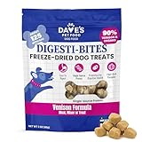 Dave's Pet Food Freeze Dried Venison Treats for Dogs with Pumpkin Fiber & Probiotics, Easy to Digest, Complete & Balanced Nutritious, Freeze Dried Dog Food Topper, USA Made (3 oz)