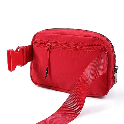 Image of ODODOS Unisex Mini Belt Bag with Adjustable Strap Small Fanny Pack for Workout Running Traveling Hiking, Red