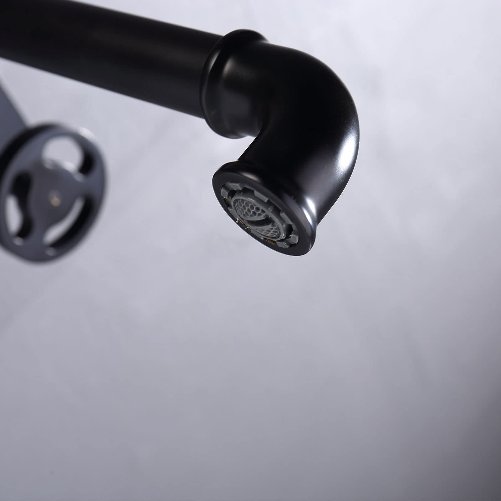 Grifo de baño Industrial montado en la Pared, Grifo de baño de latón con Doble manija, Grifo Mezclador de baño, Grifo para Lavabo de baño, Grifo de Lavabo, Grifo de bañera, Negro Mate